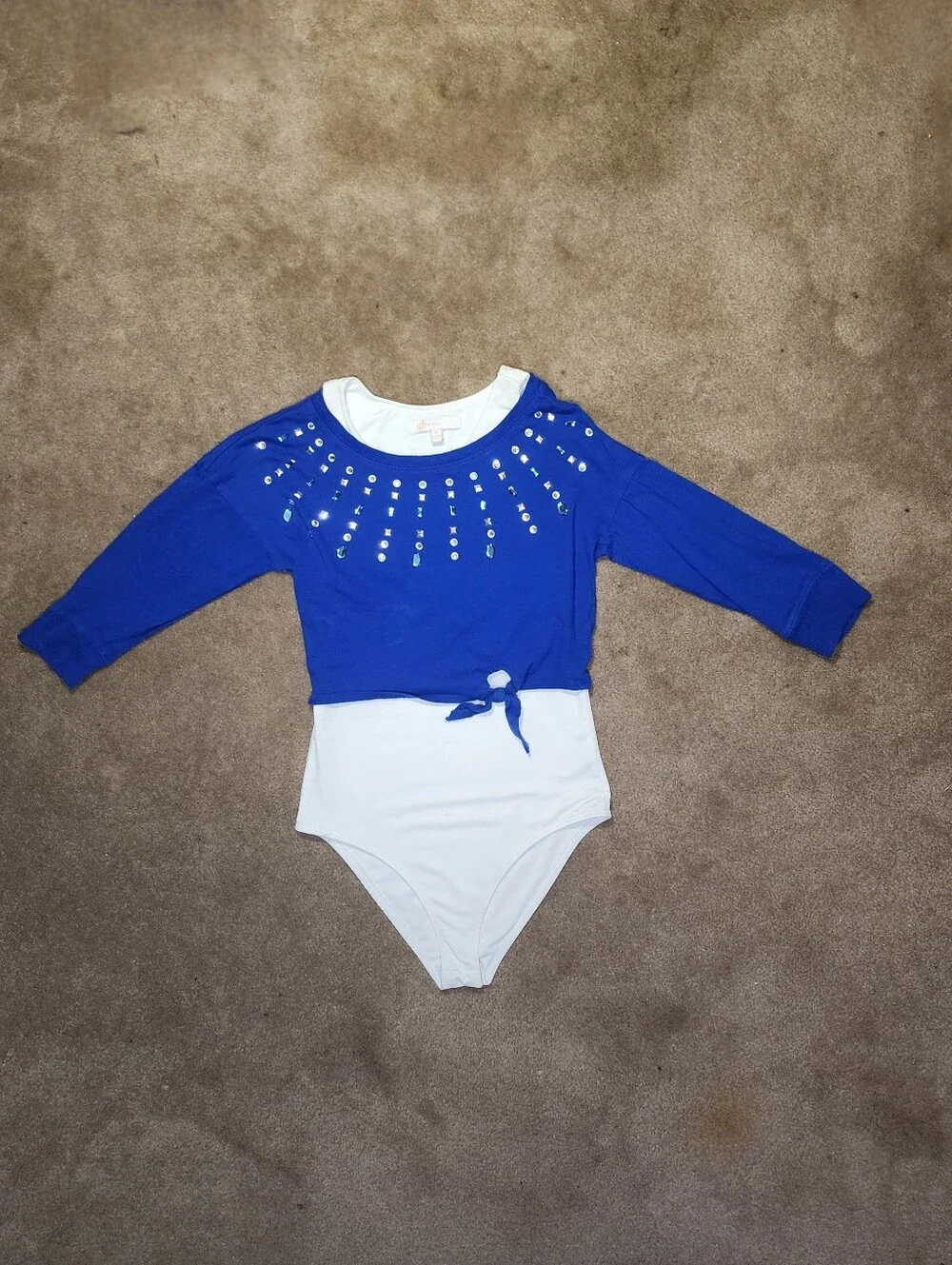 Kids Blue & White 3/4 Sleeve Top Sz 7